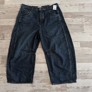 We The Free Good Luck Mid-Rise Barrel Jeans Color: Deep End